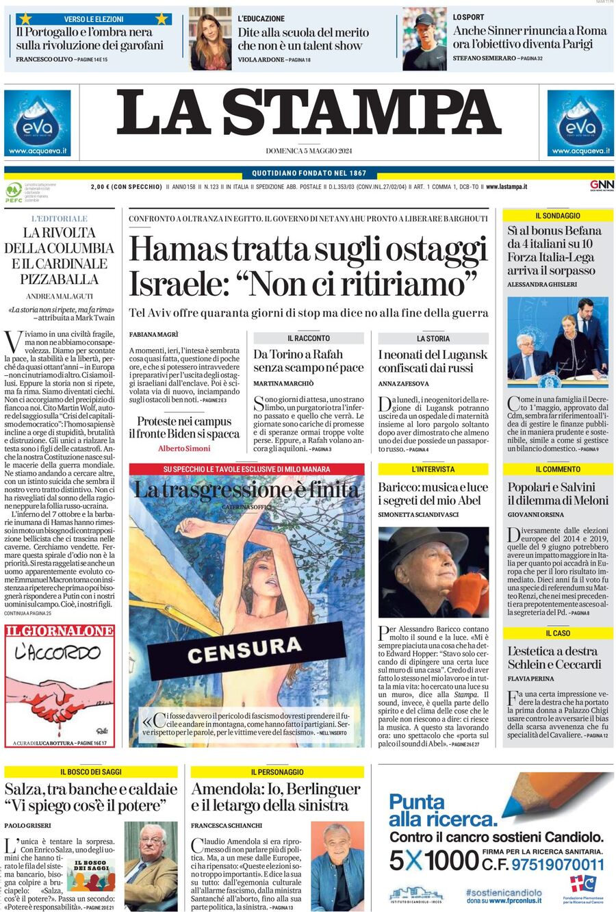 Prima-pagina-la-stampa-edizione-di-oggi-05-05-2024