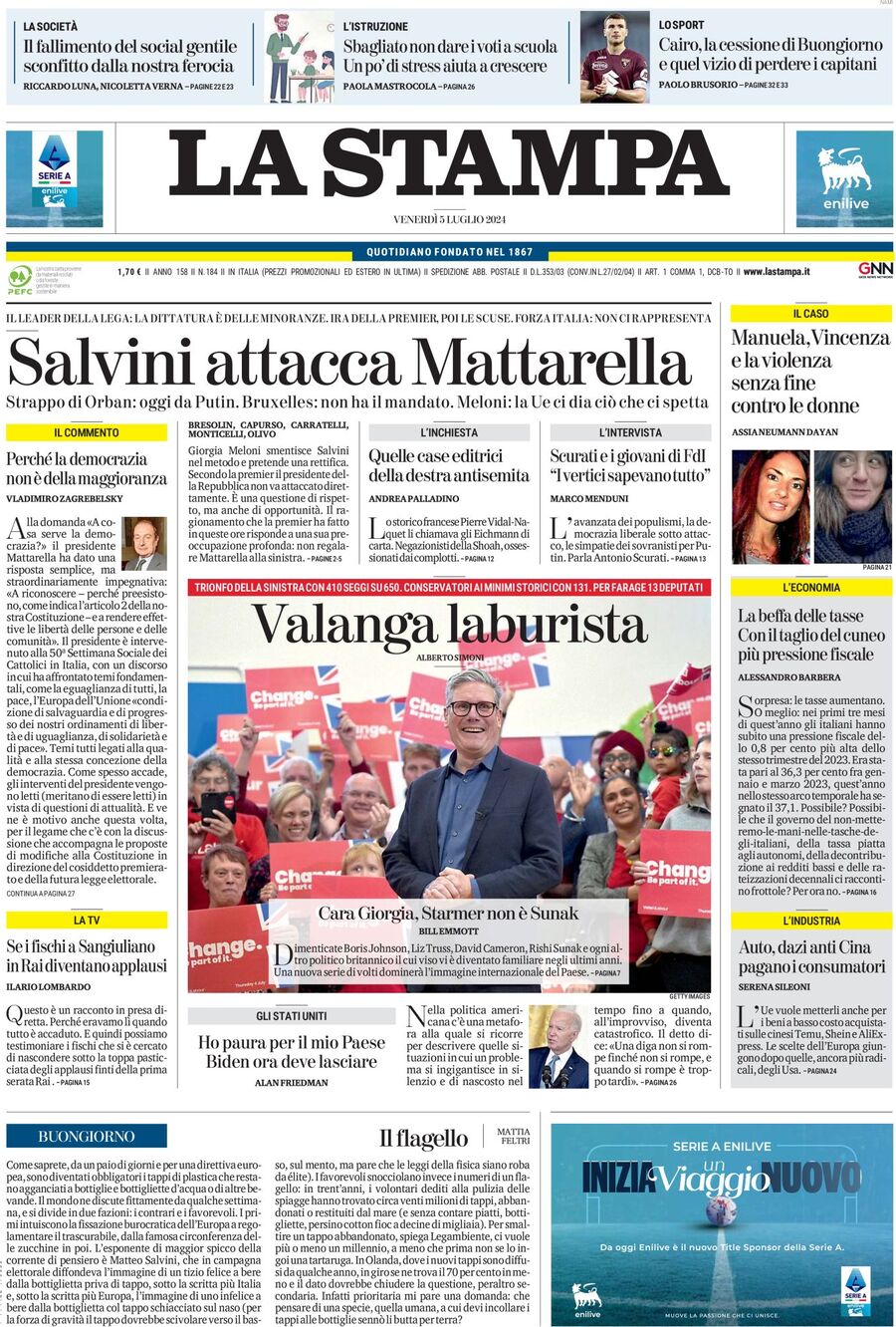 Prima-pagina-la-stampa-edizione-di-oggi-05-07-2024