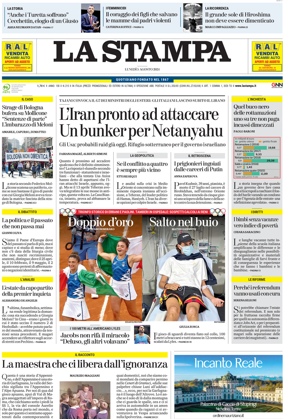 Prima-pagina-la-stampa-edizione-di-oggi-05-08-2024