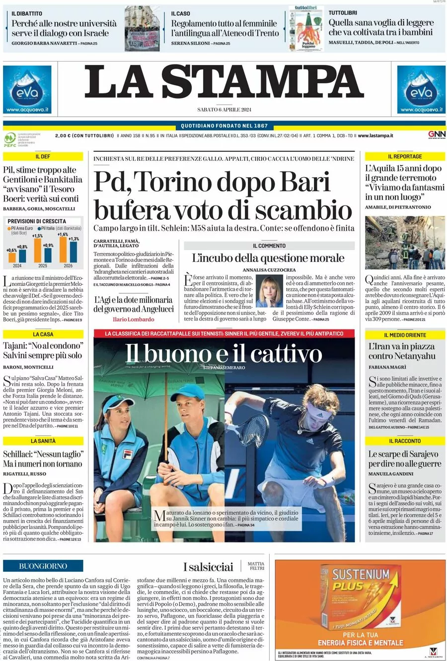 Prima-pagina-la-stampa-edizione-di-oggi-06-04-2024