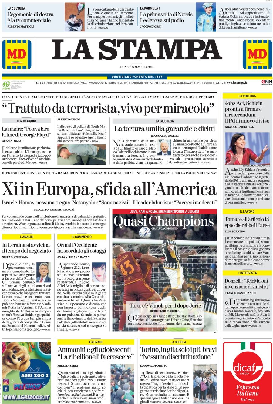 Prima-pagina-la-stampa-edizione-di-oggi-06-05-2024