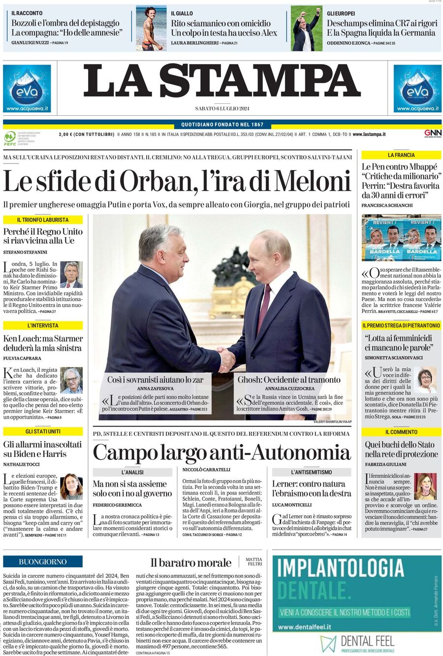 Prima-pagina-la-stampa-edizione-di-oggi-06-07-2024