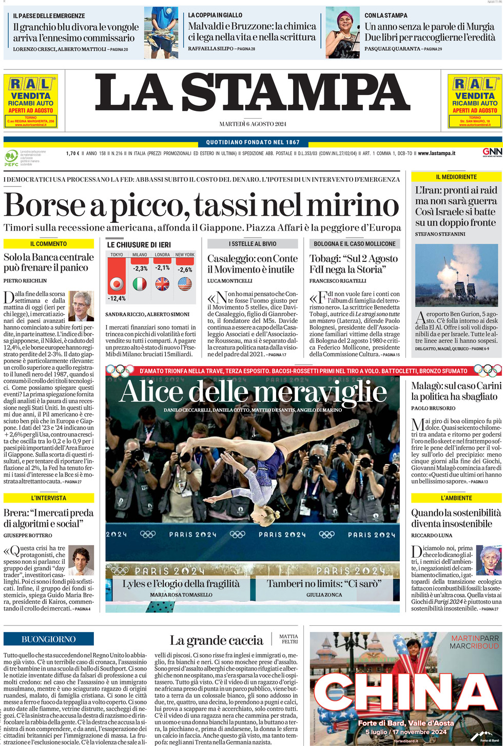 Prima-pagina-la-stampa-edizione-di-oggi-06-08-2024