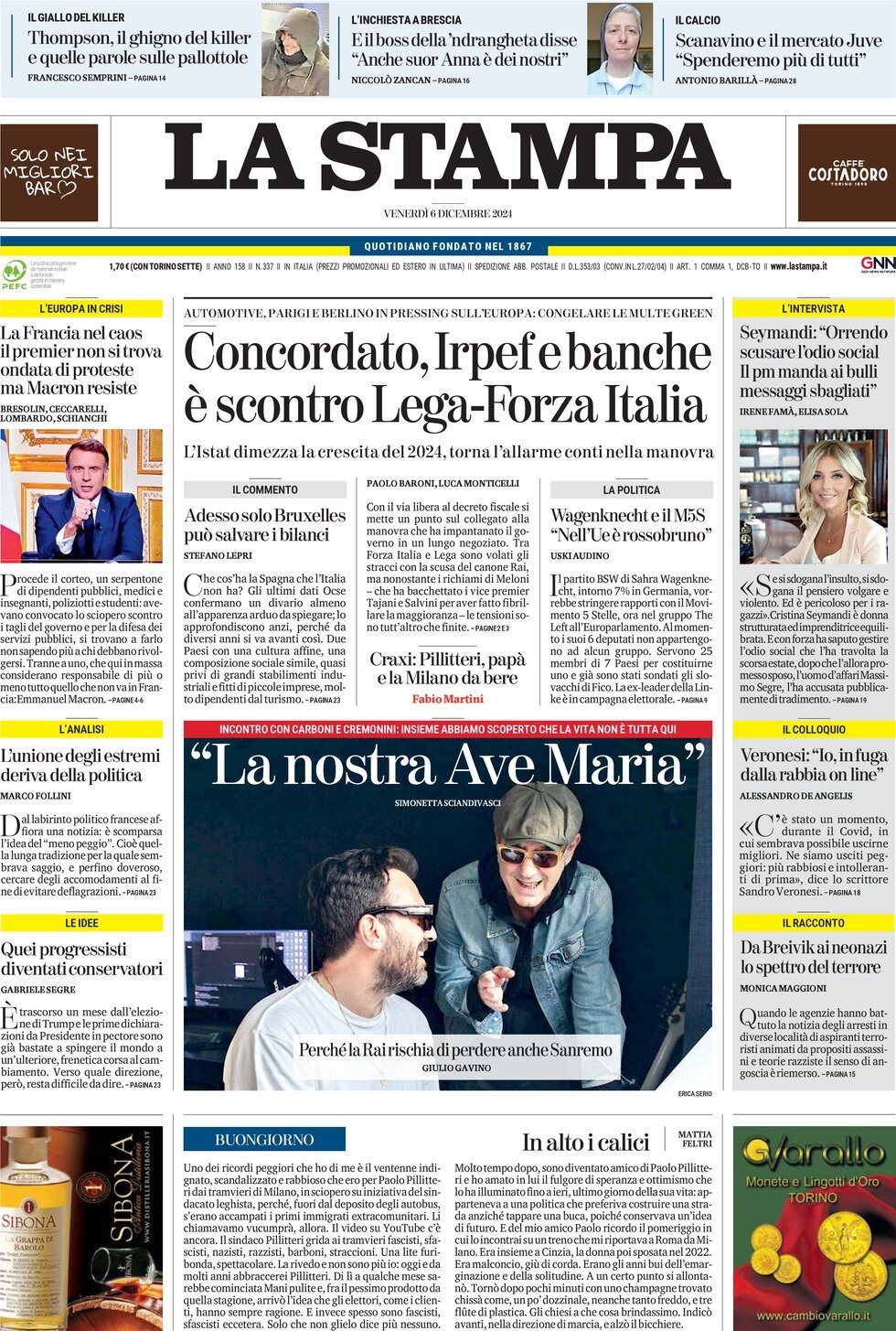 Prima-pagina-la-stampa-edizione-di-oggi-06-12-2024