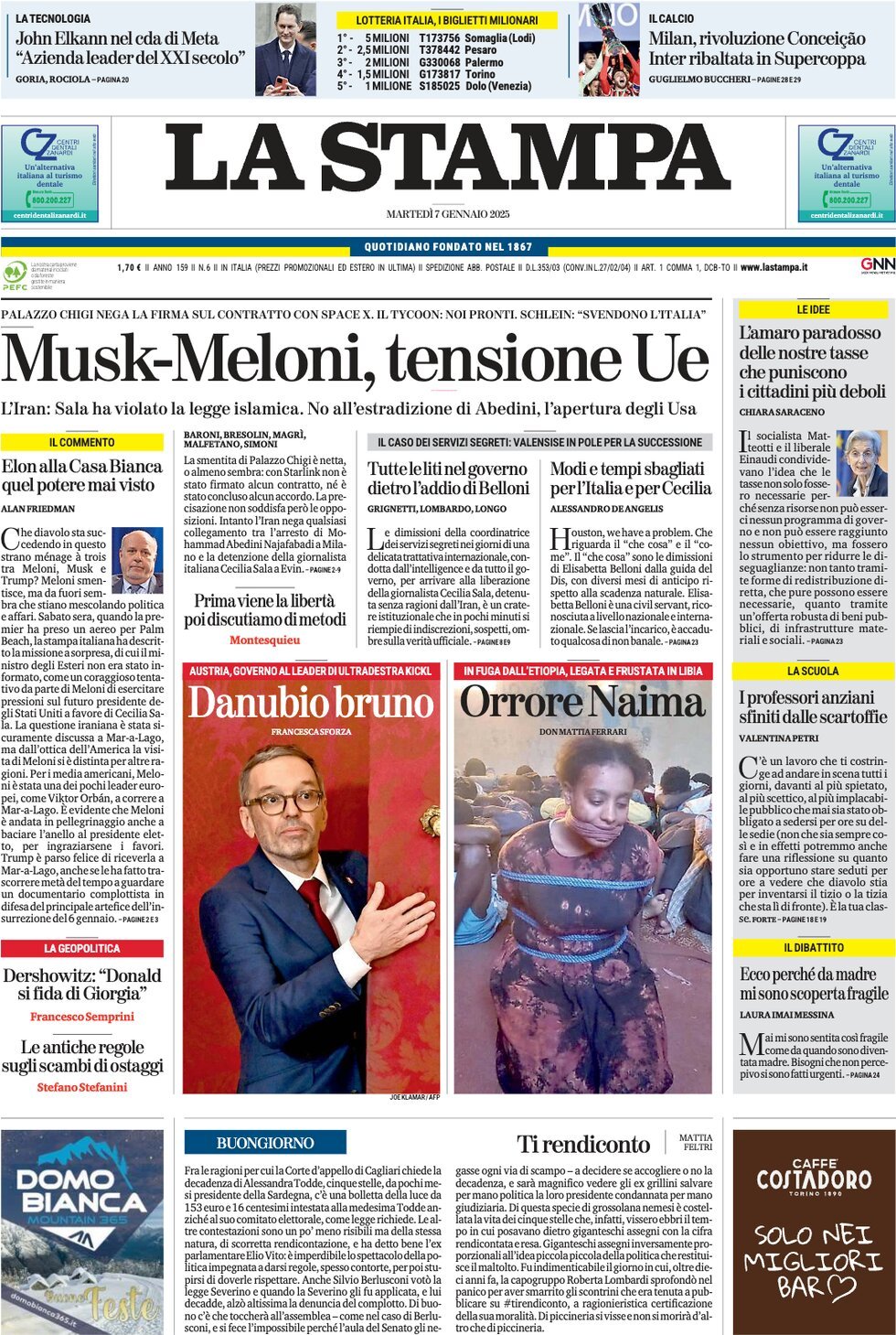 Prima-pagina-la-stampa-edizione-di-oggi-07-01-2025