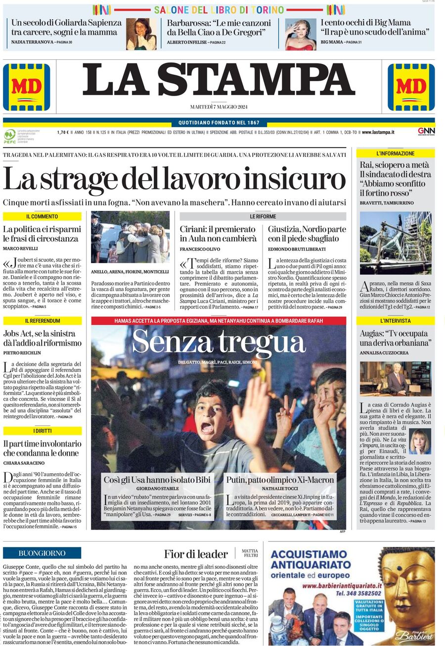 Prima-pagina-la-stampa-edizione-di-oggi-07-05-2024