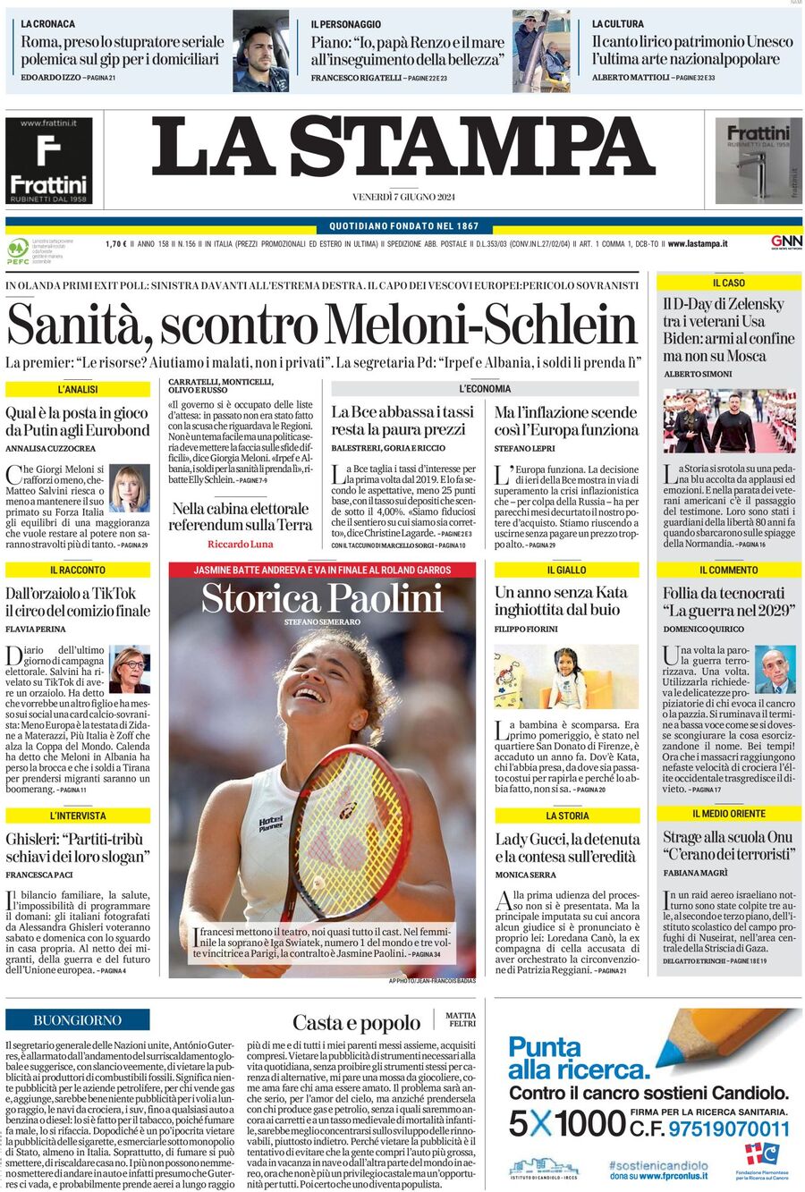 Prima-pagina-la-stampa-edizione-di-oggi-07-06-2024