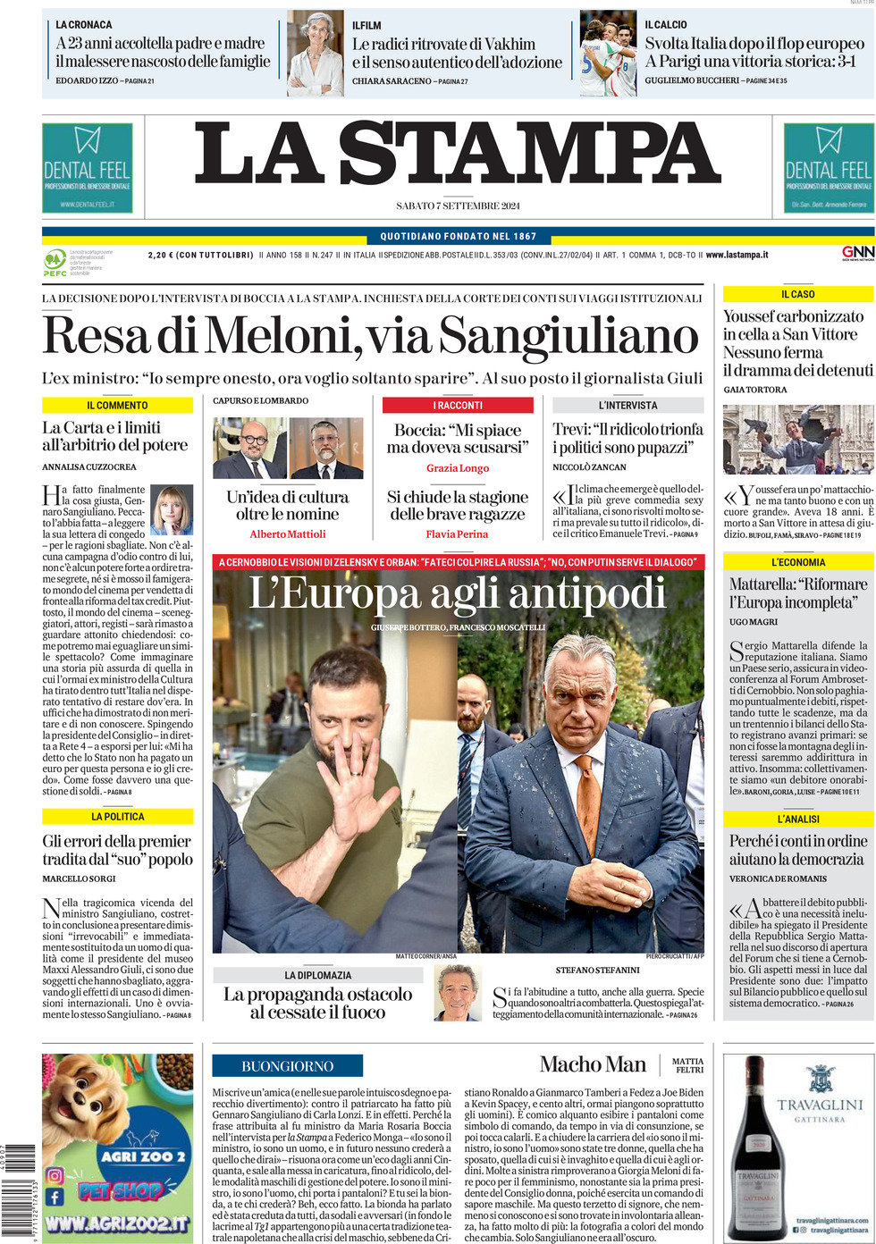 Prima-pagina-la-stampa-edizione-di-oggi-07-09-2024