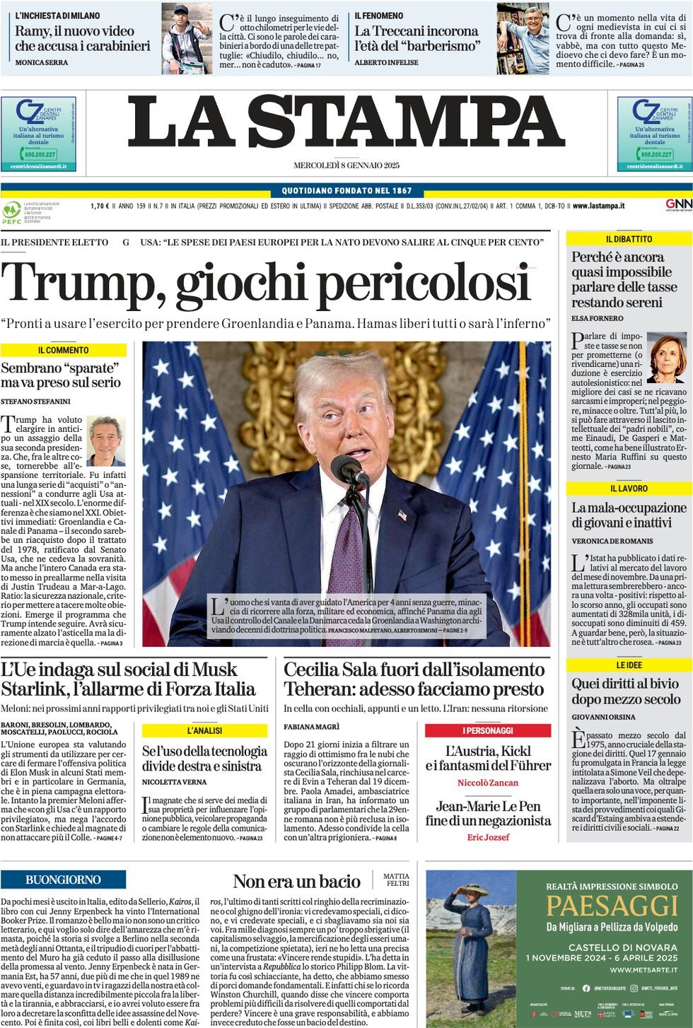 Prima-pagina-la-stampa-edizione-di-oggi-08-01-2025