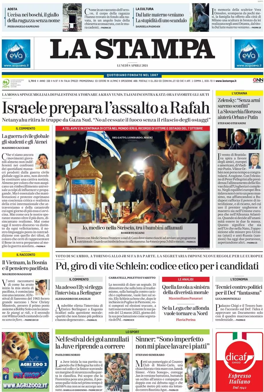 Prima-pagina-la-stampa-edizione-di-oggi-08-04-2024