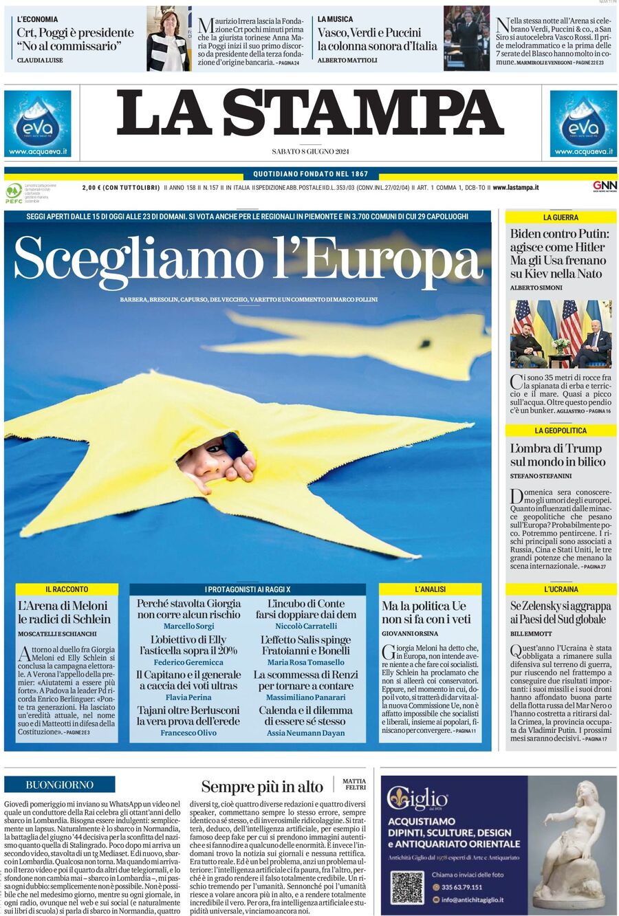 Prima-pagina-la-stampa-edizione-di-oggi-08-06-2024