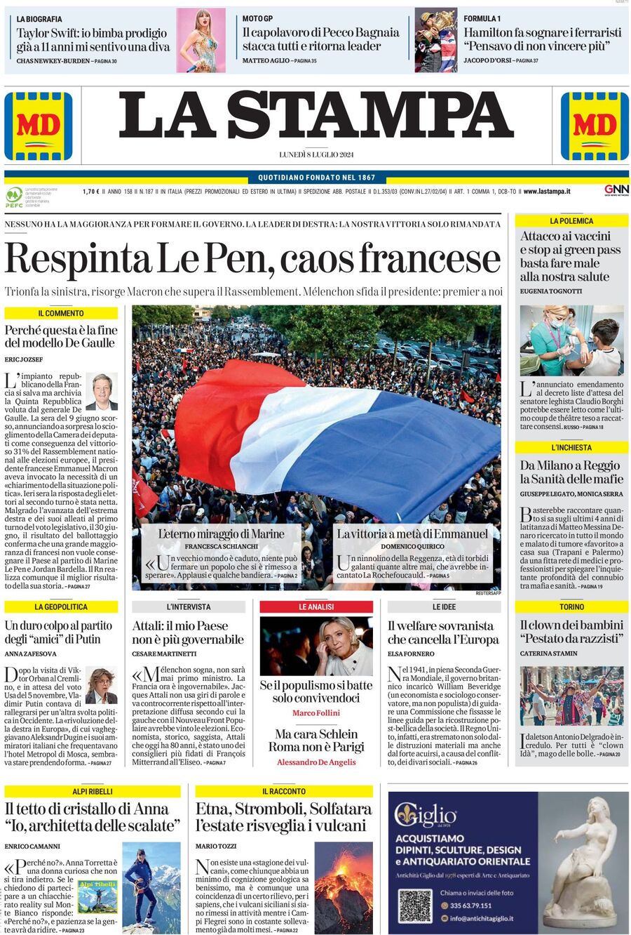 Prima-pagina-la-stampa-edizione-di-oggi-08-07-2024