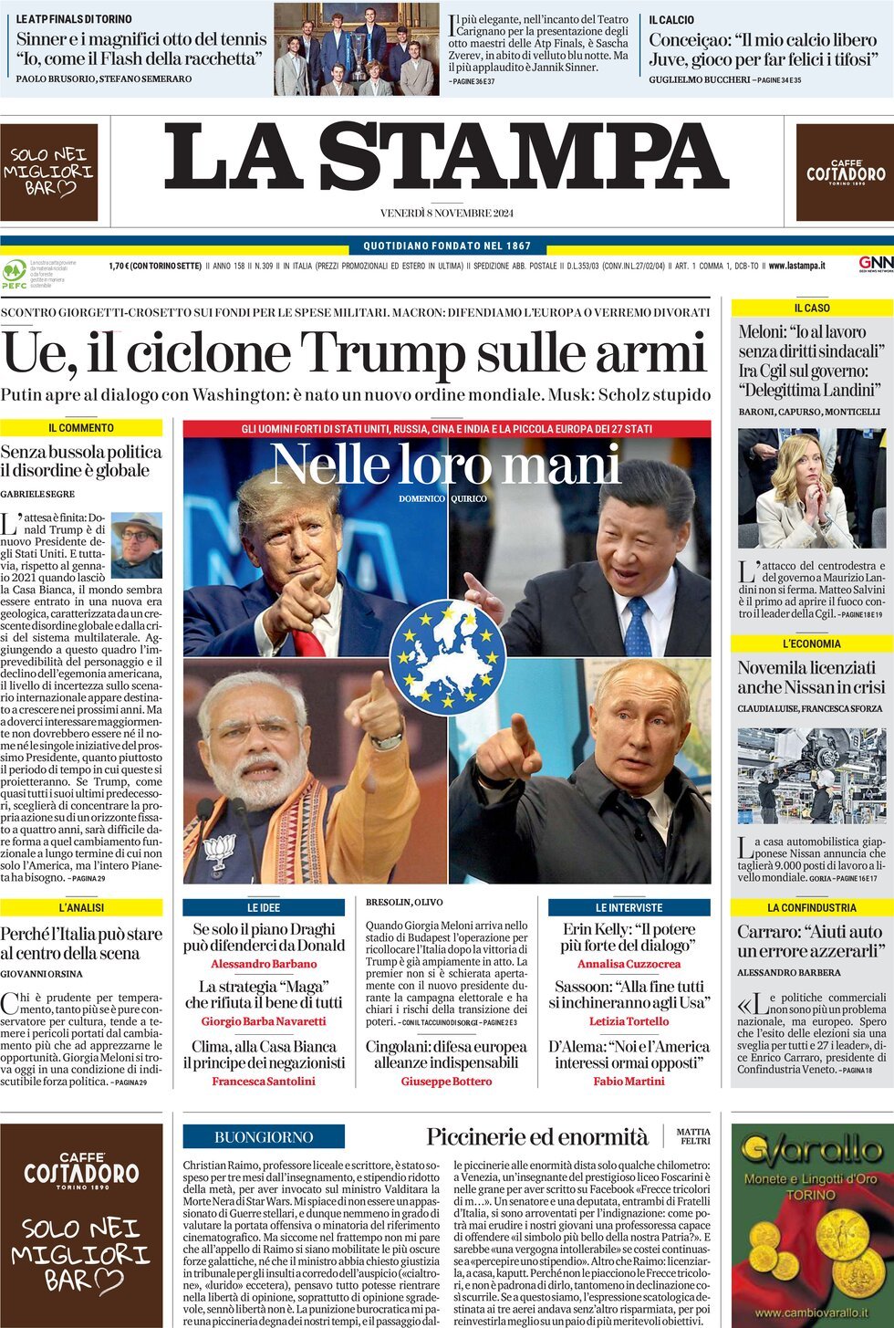 Prima-pagina-la-stampa-edizione-di-oggi-08-11-2024