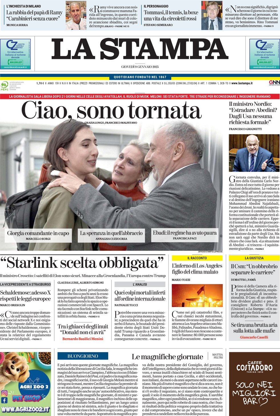 Prima-pagina-la-stampa-edizione-di-oggi-09-01-2025