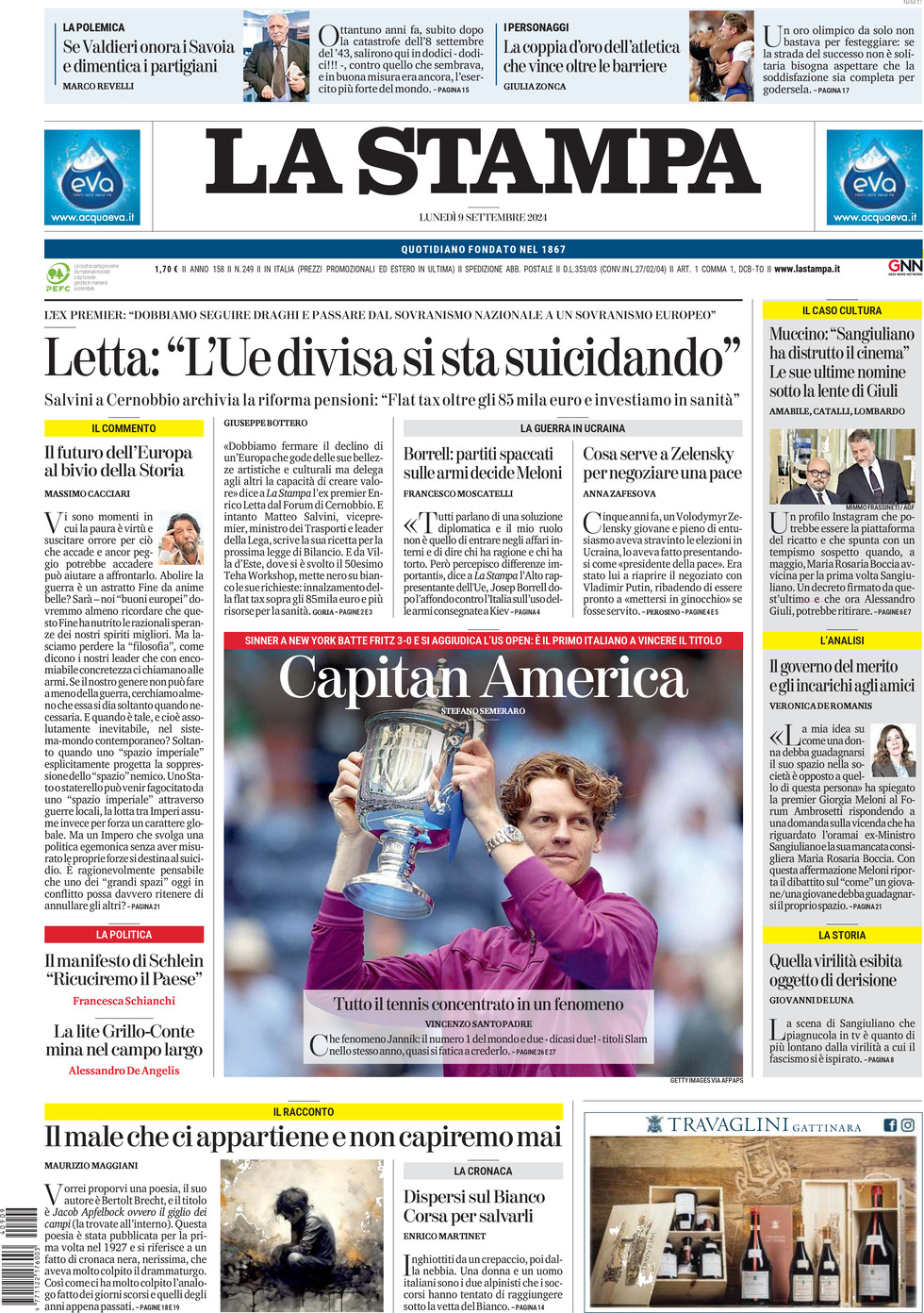 Prima-pagina-la-stampa-edizione-di-oggi-09-09-2024