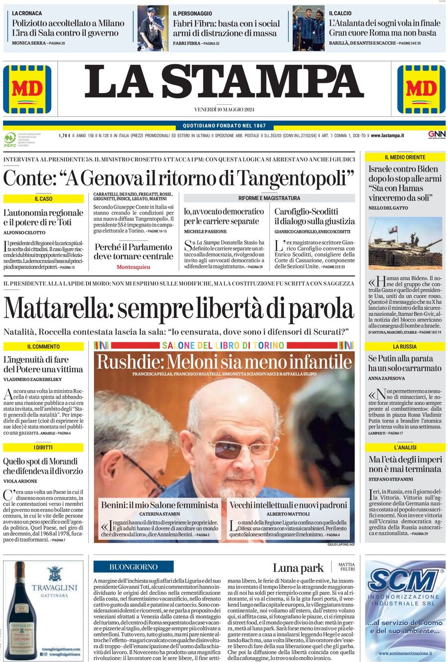 Prima-pagina-la-stampa-edizione-di-oggi-10-05-2024