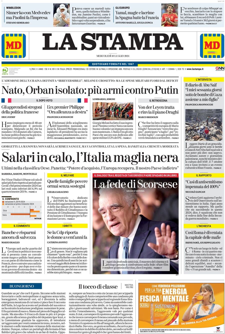 Prima-pagina-la-stampa-edizione-di-oggi-10-07-2024