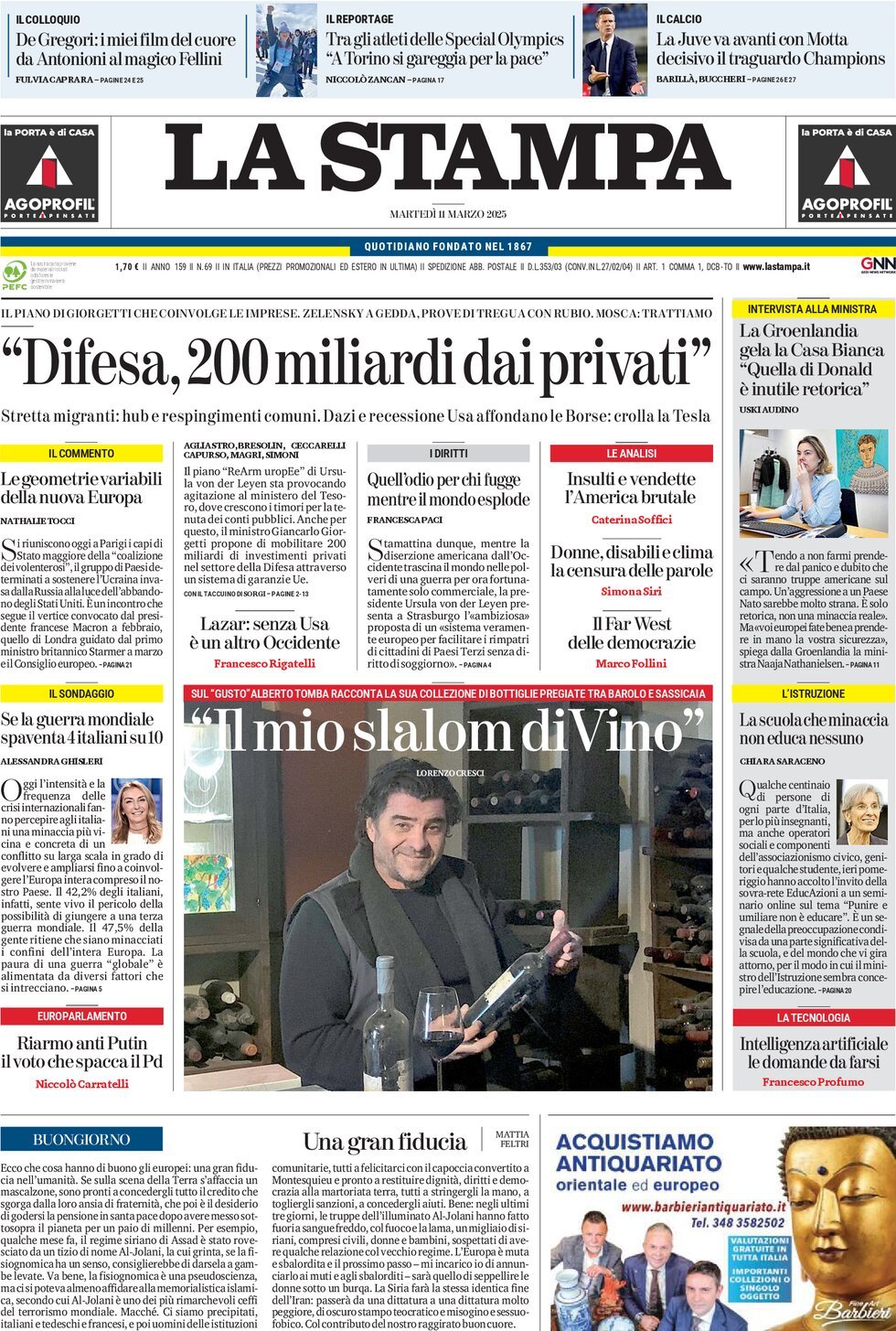 Prima-pagina-la-stampa-edizione-di-oggi-11-03-2025