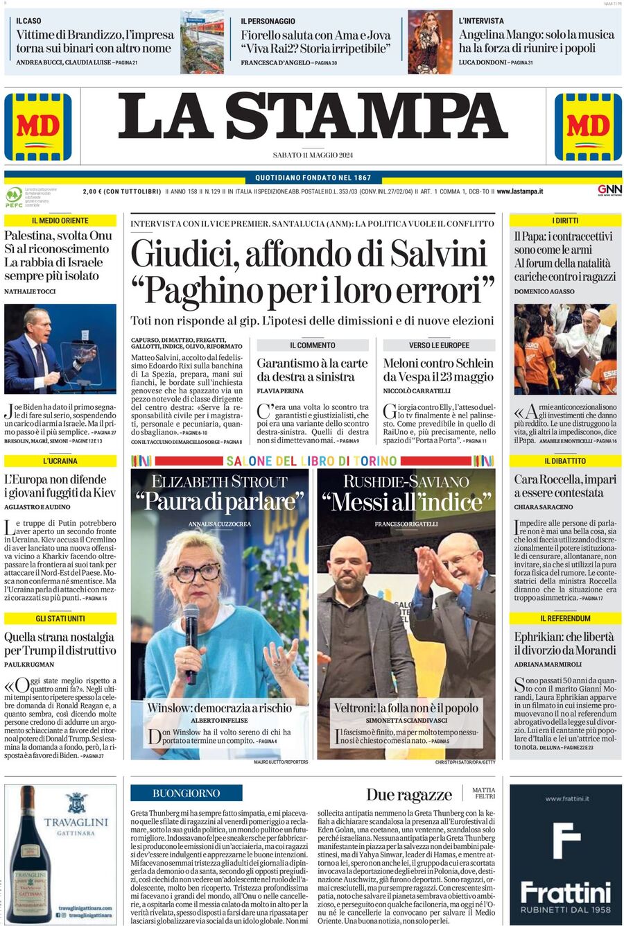 Prima-pagina-la-stampa-edizione-di-oggi-11-05-2024