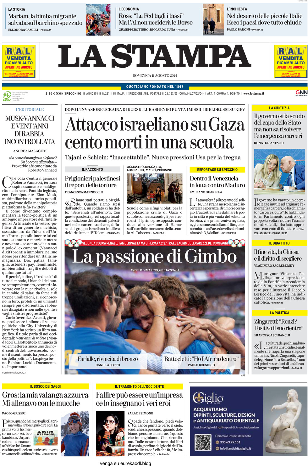 Prima-pagina-la-stampa-edizione-di-oggi-11-08-2024