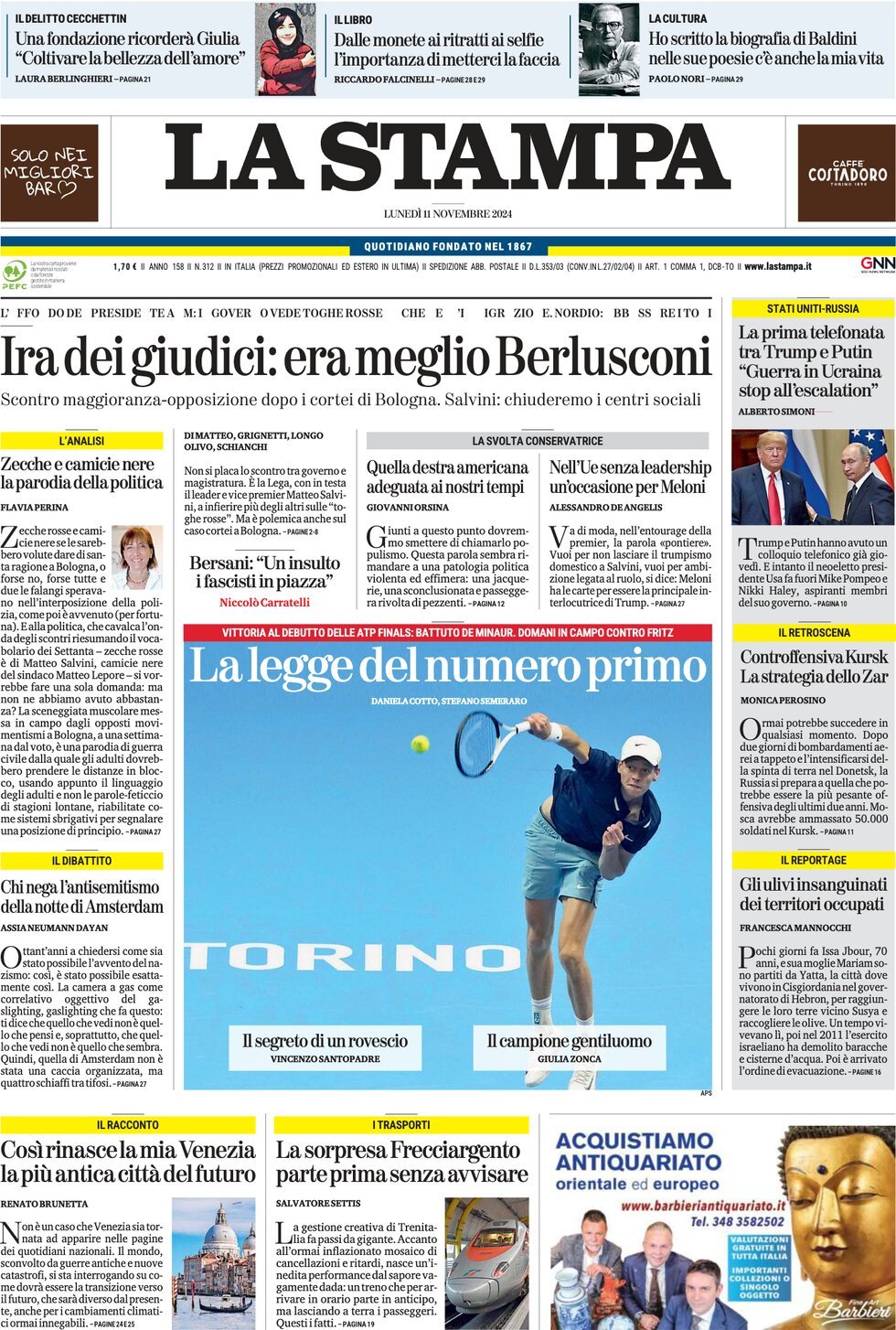 Prima-pagina-la-stampa-edizione-di-oggi-11-11-2024