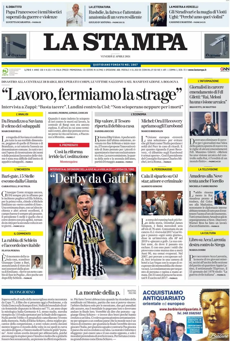 Prima-pagina-la-stampa-edizione-di-oggi-12-04-2024