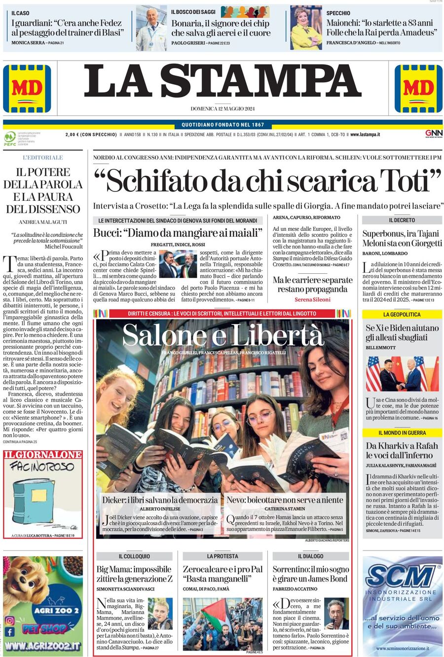 Prima-pagina-la-stampa-edizione-di-oggi-12-05-2024