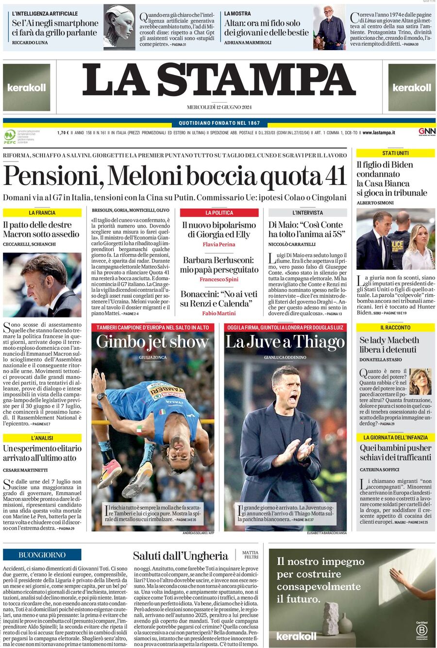 Prima-pagina-la-stampa-edizione-di-oggi-12-06-2024