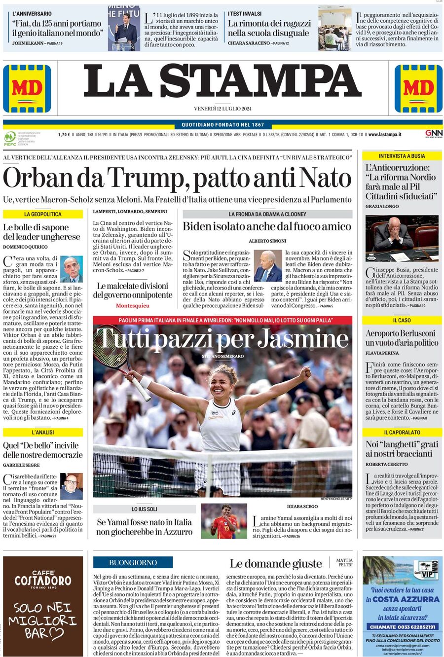 Prima-pagina-la-stampa-edizione-di-oggi-12-07-2024