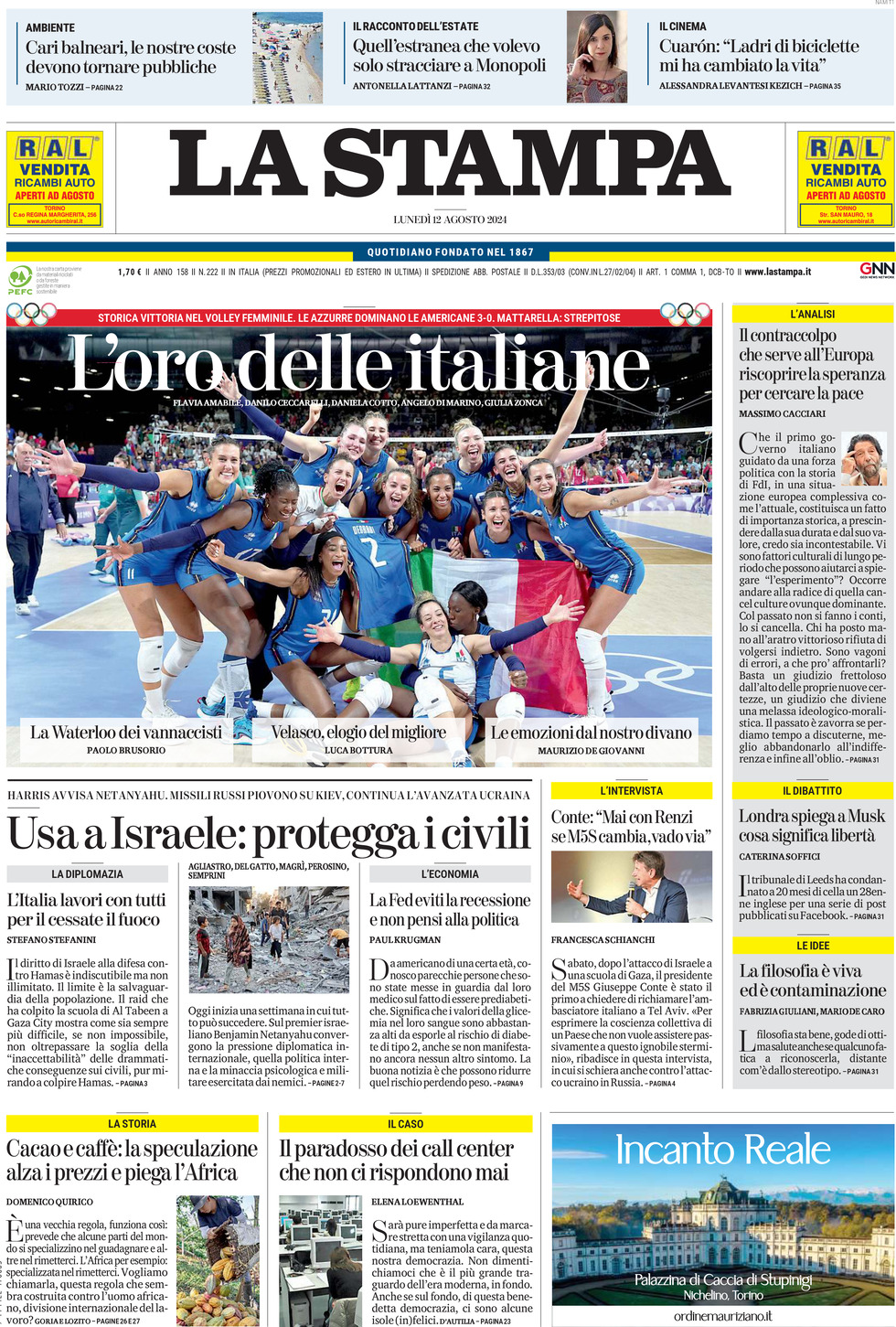 Prima-pagina-la-stampa-edizione-di-oggi-12-08-2024