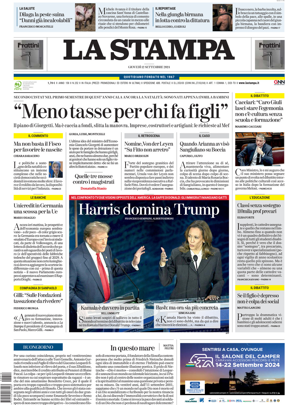 Prima-pagina-la-stampa-edizione-di-oggi-12-09-2024