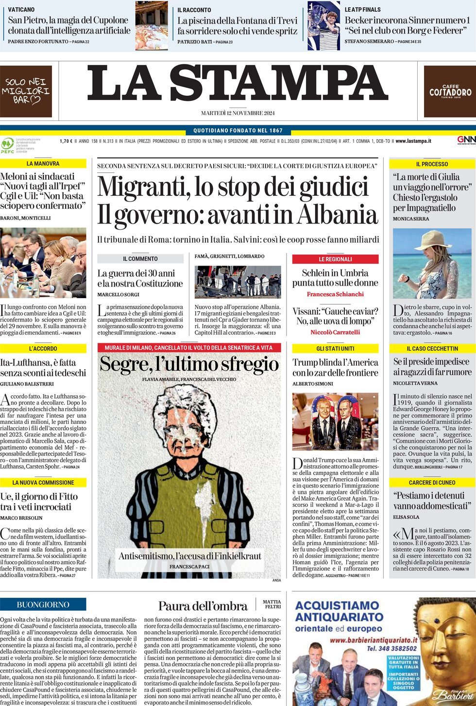 Prima-pagina-la-stampa-edizione-di-oggi-12-11-2024