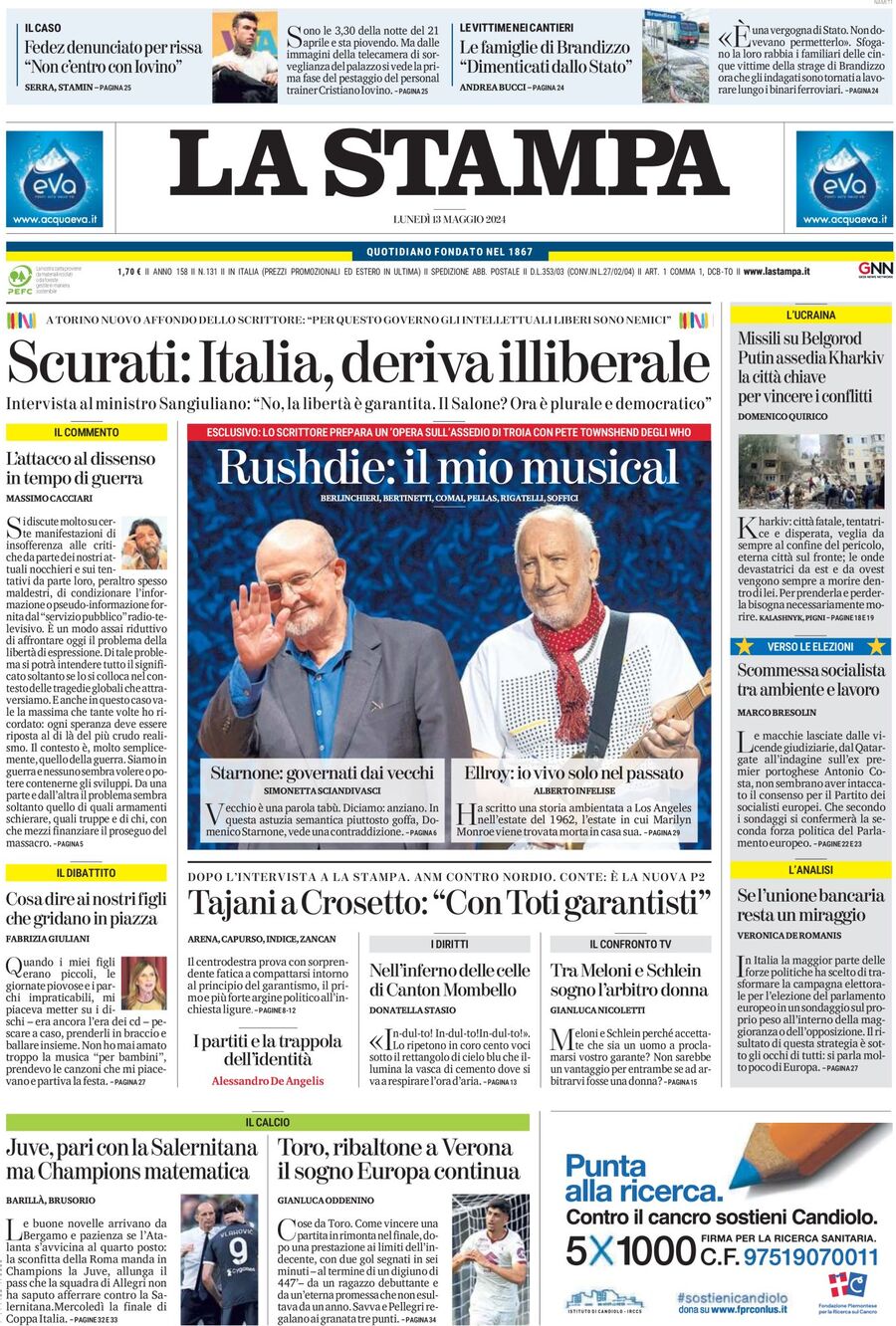 Prima-pagina-la-stampa-edizione-di-oggi-13-05-2024