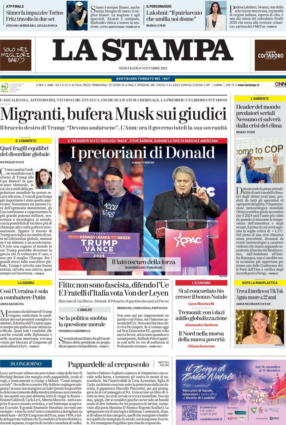 Prima-pagina-la-stampa-edizione-di-oggi-13-11-2024