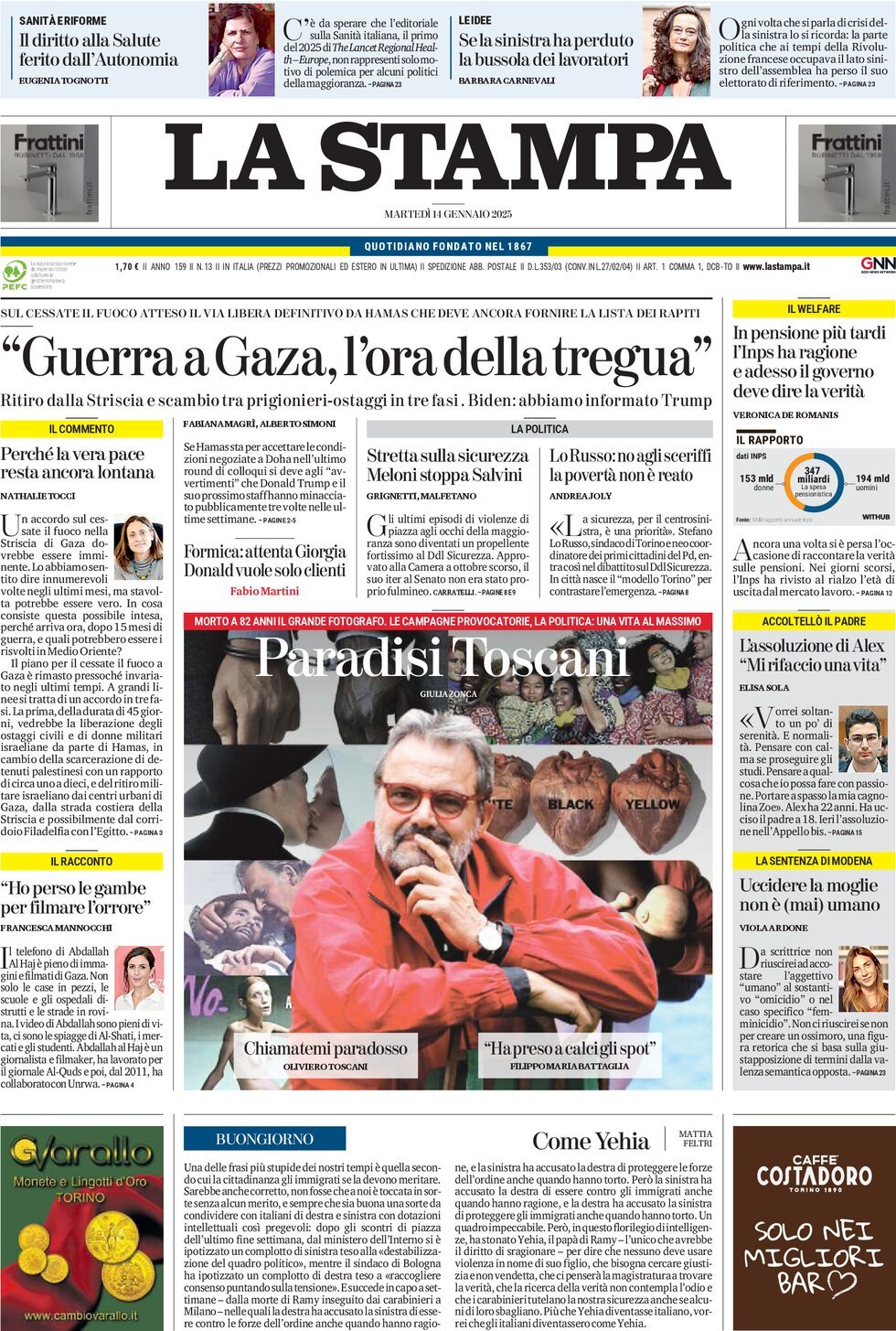 Prima-pagina-la-stampa-edizione-di-oggi-14-01-2025