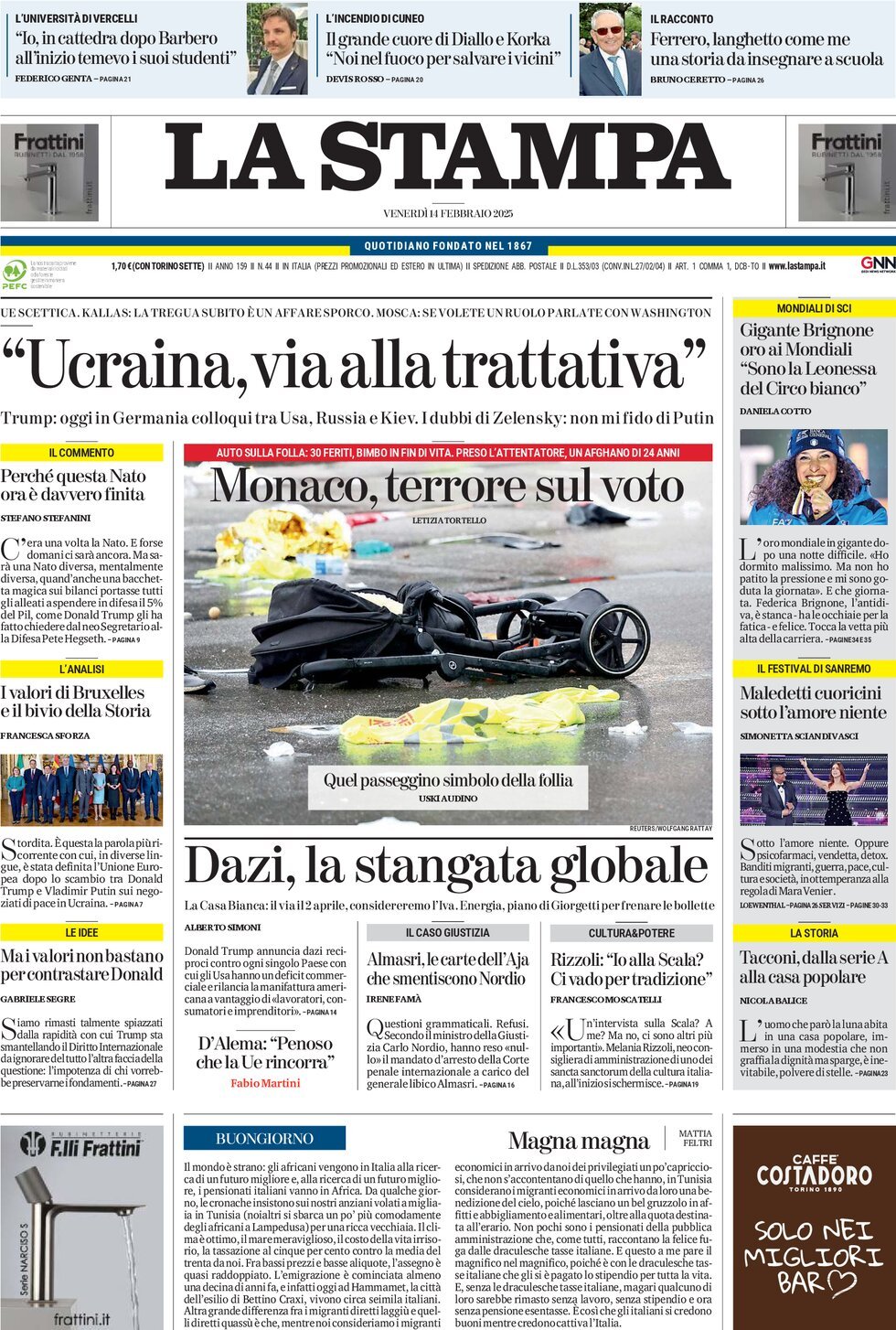 Prima-pagina-la-stampa-edizione-di-oggi-14-02-2025