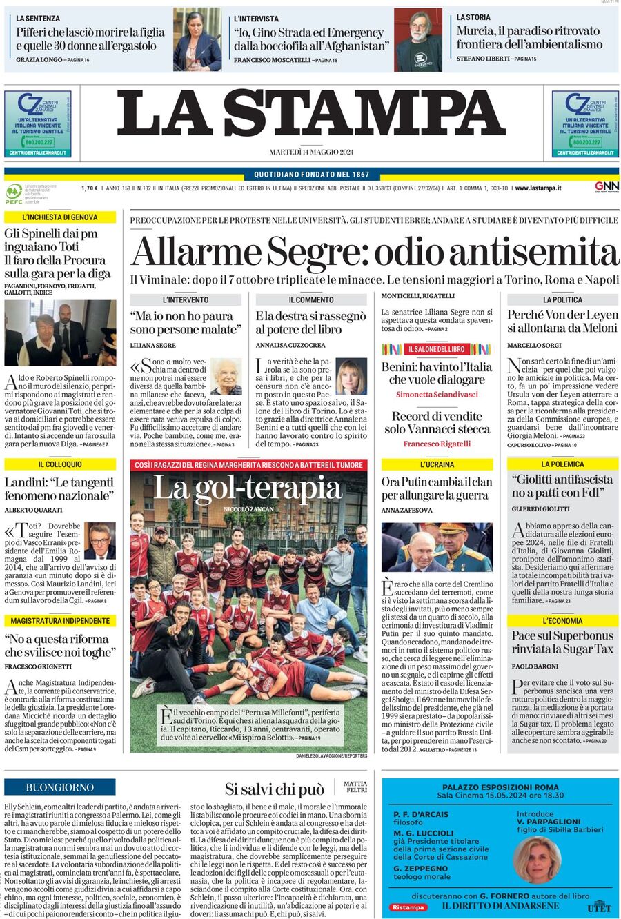 Prima-pagina-la-stampa-edizione-di-oggi-14-05-2024