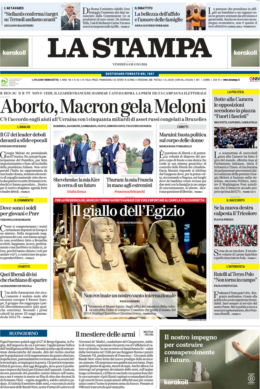 Prima-pagina-la-stampa-edizione-di-oggi-14-06-2024