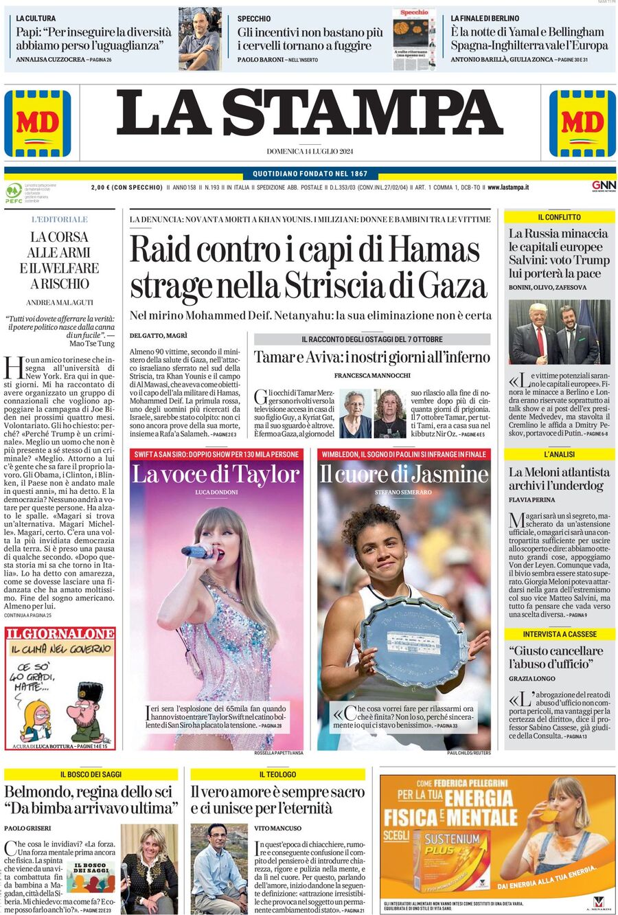 Prima-pagina-la-stampa-edizione-di-oggi-14-07-2024