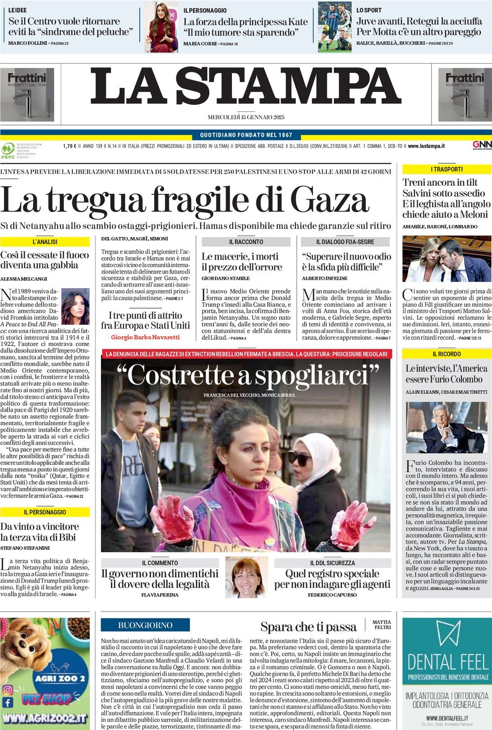 Prima-pagina-la-stampa-edizione-di-oggi-15-01-2025