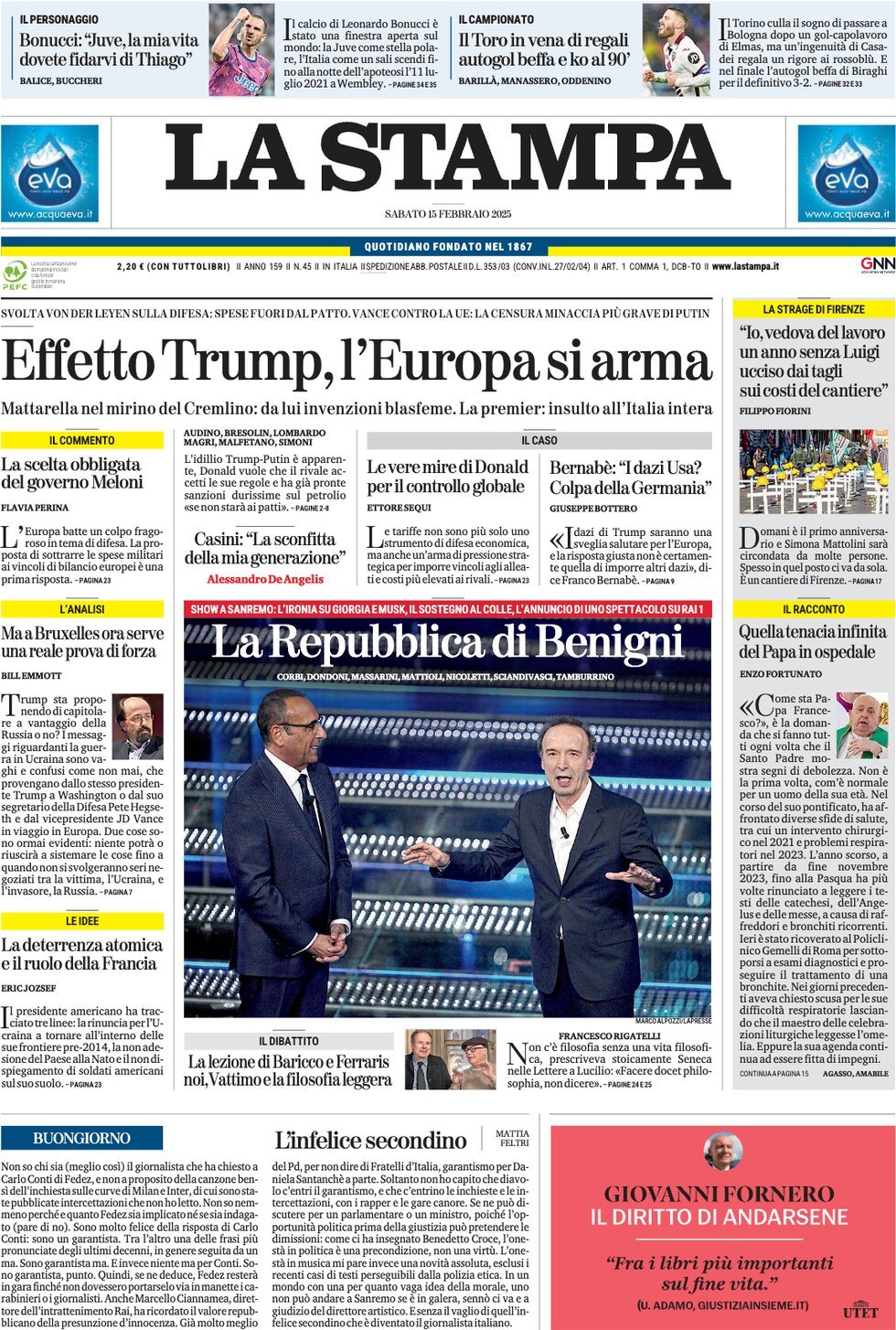 Prima-pagina-la-stampa-edizione-di-oggi-15-02-2025