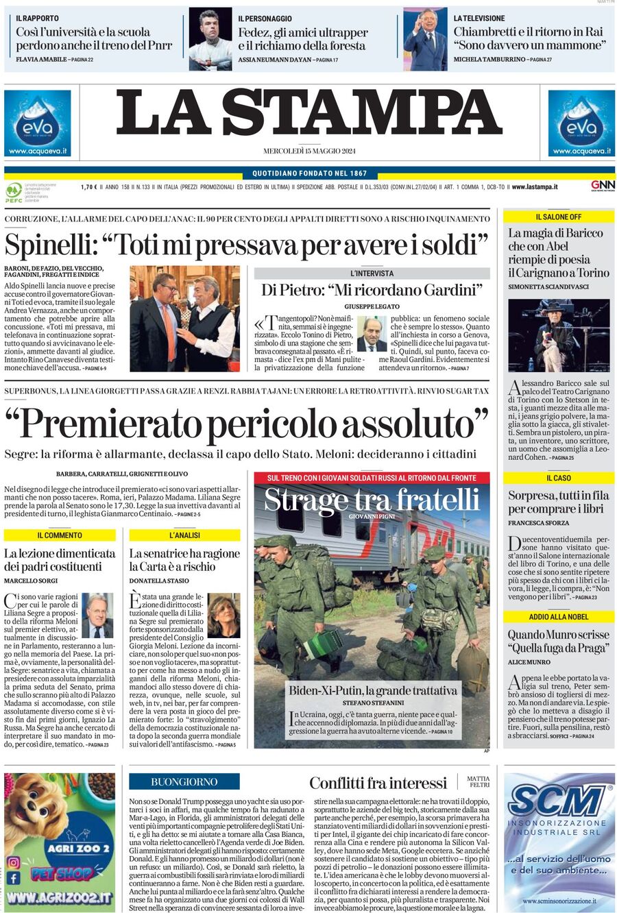 Prima-pagina-la-stampa-edizione-di-oggi-15-05-2024