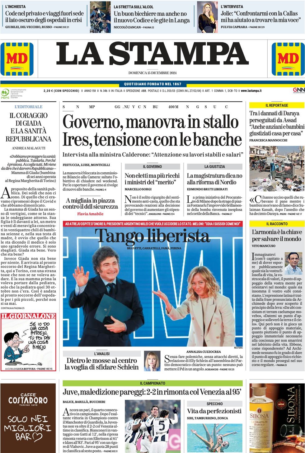 Prima-pagina-la-stampa-edizione-di-oggi-15-12-2024