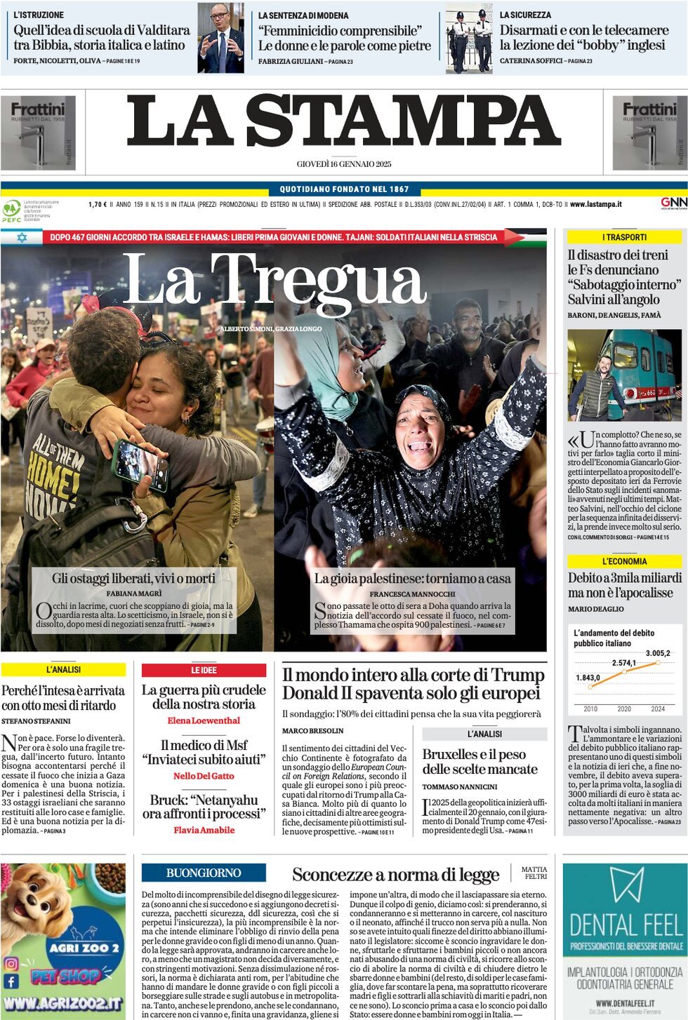 Prima-pagina-la-stampa-edizione-di-oggi-16-01-2025