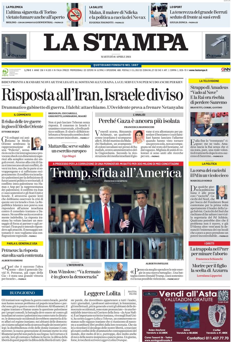 Prima-pagina-la-stampa-edizione-di-oggi-16-04-2024