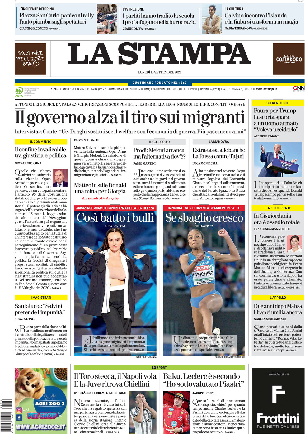 Prima-pagina-la-stampa-edizione-di-oggi-16-09-2024