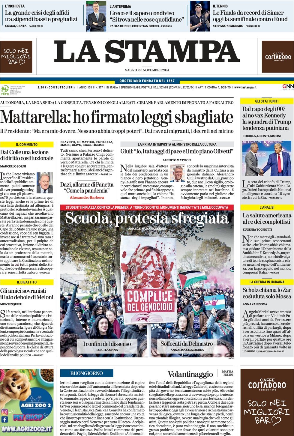 Prima-pagina-la-stampa-edizione-di-oggi-16-11-2024