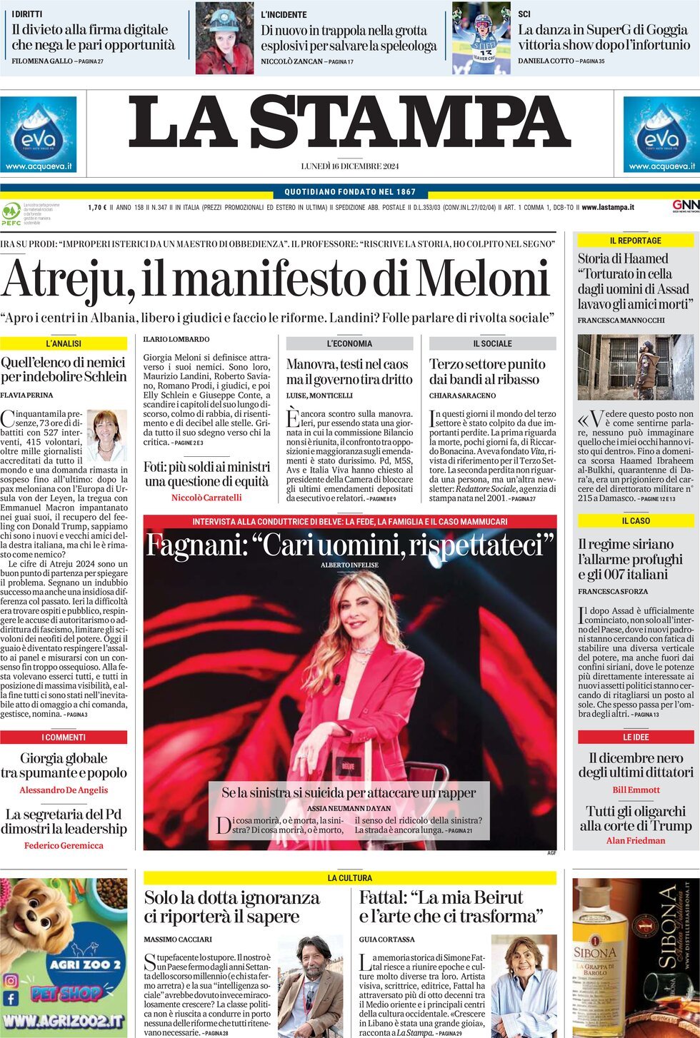 Prima-pagina-la-stampa-edizione-di-oggi-16-12-2024