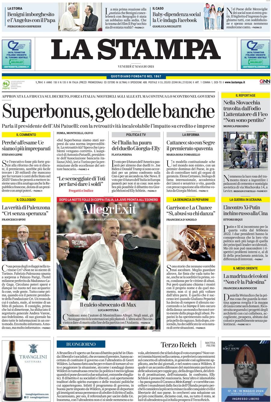 Prima-pagina-la-stampa-edizione-di-oggi-17-05-2024