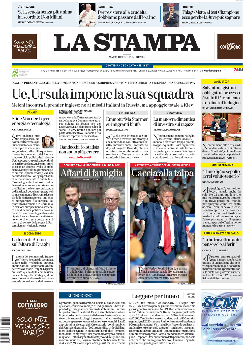 Prima-pagina-la-stampa-edizione-di-oggi-17-09-2024